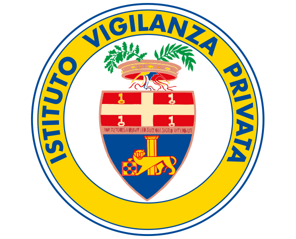 Stemma dell'Istituto di Vigilanza Privata su sfondo giallo.