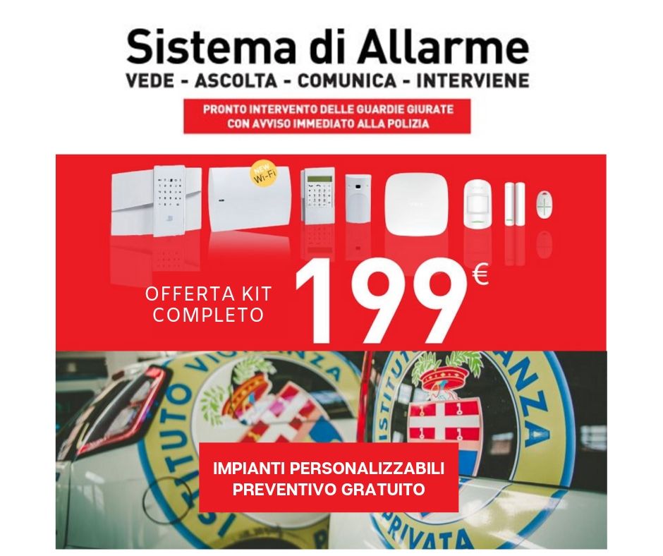 Offerta sistema di allarme, kit completo a 199 euro.
